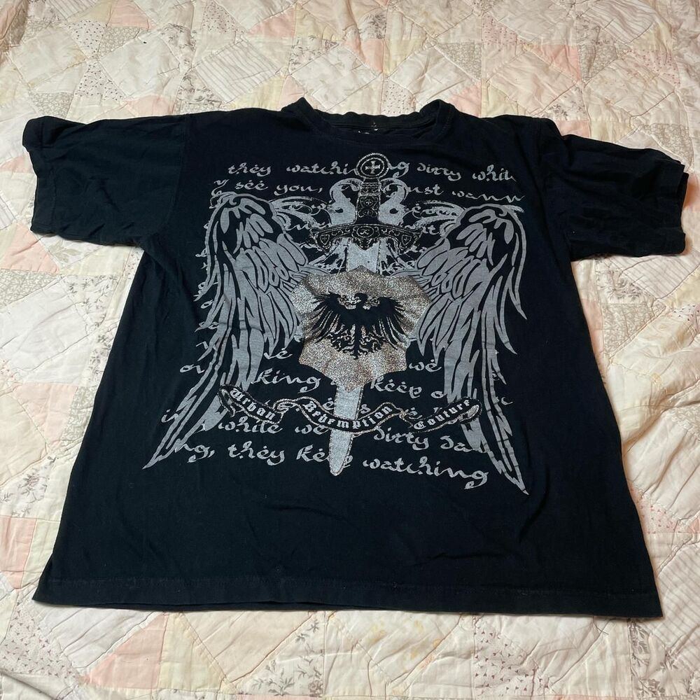 redemption rare vintage y2k art cyber grunge goth black and gray tshirt size xl